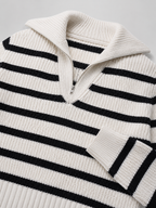 Women's Striped Quarter-Zip Knit Pullover