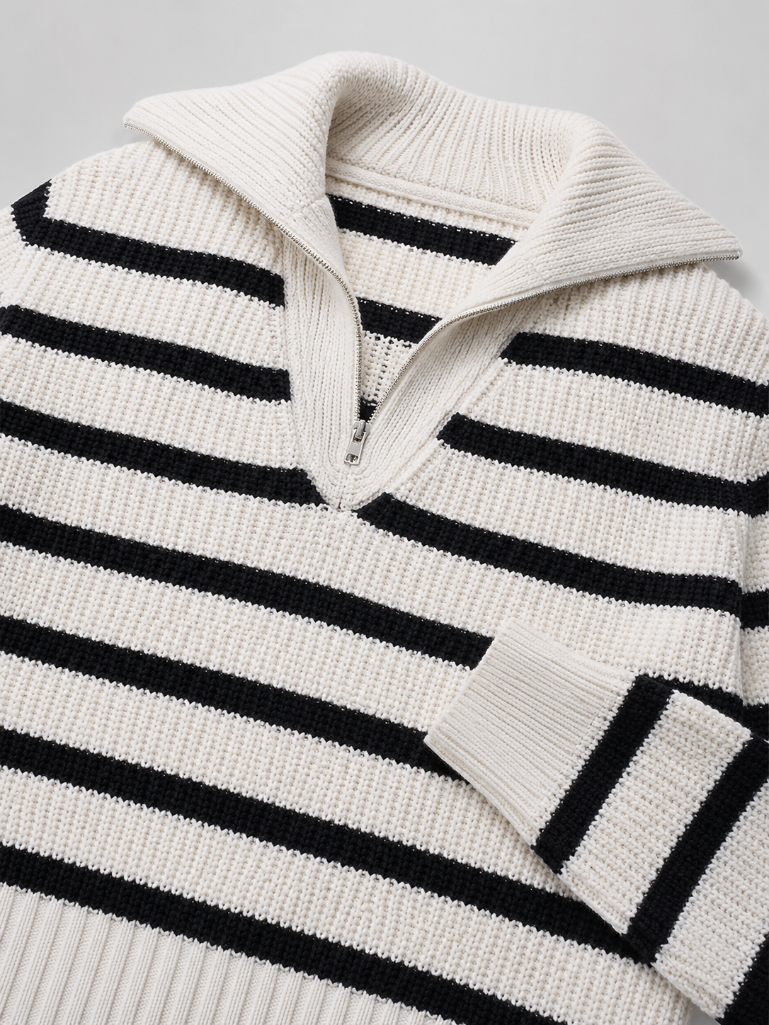 Women's Striped Quarter-Zip Knit Pullover
