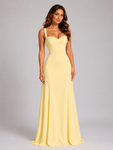 Women's Chiffon Sweetheart Lace-Up Maxi Dress