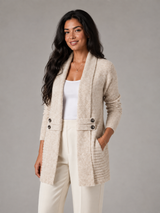 Women's Shawl Collar Button-Tab Cardigan