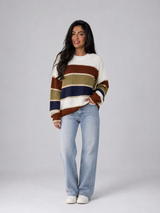 Women's Striped Crewneck Knit Sweater