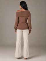 Women's Off Shoulder Fold-Over Sweater