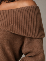 Women's Off Shoulder Fold-Over Sweater