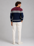 Men's Colour-Block Cable Knit Sweater