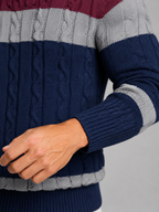 Men's Colour-Block Cable Knit Sweater