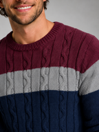 Men's Colour-Block Cable Knit Sweater