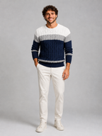Men's Colour-Block Cable Knit Sweater