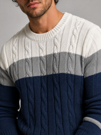 Men's Colour-Block Cable Knit Sweater