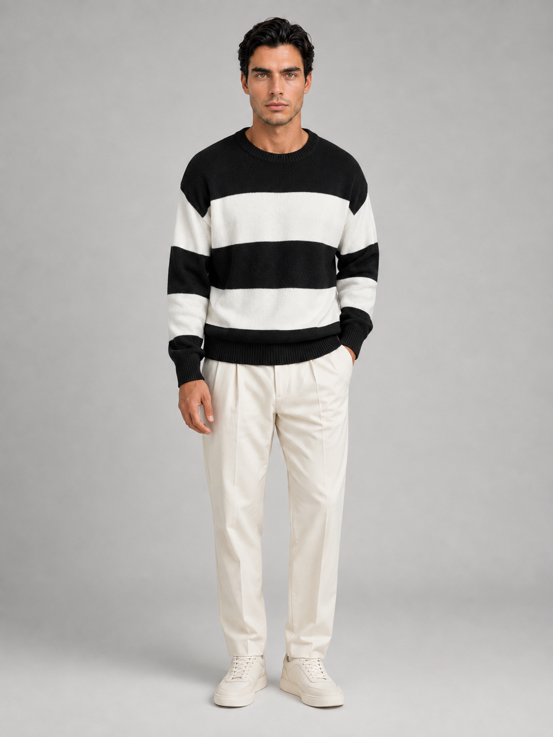 Men's Block Stripe Crewneck Sweater