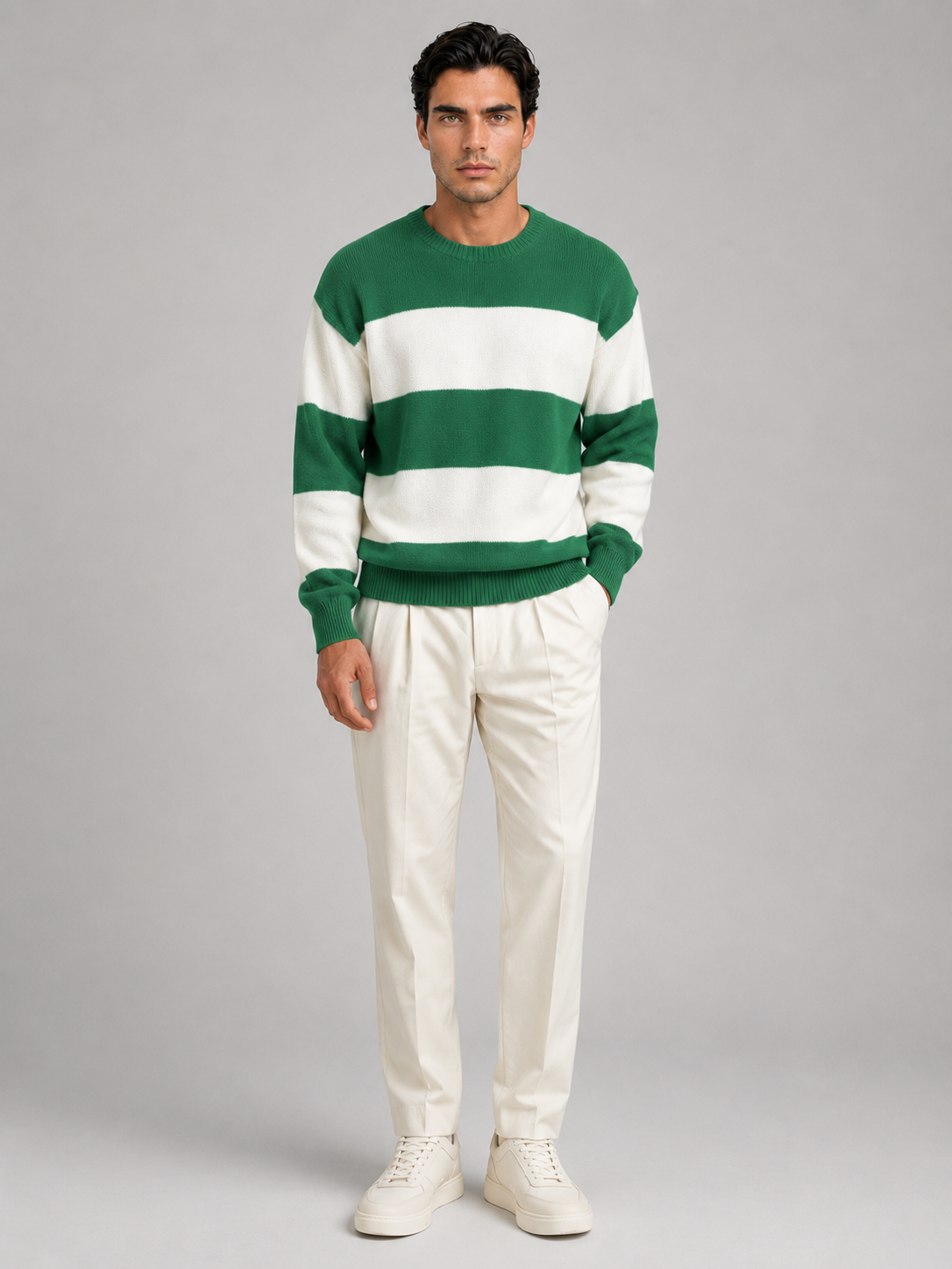 Men's Block Stripe Crewneck Sweater