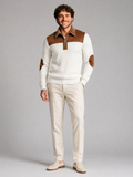 Men's Contrast Yoke Quarter-Zip Pullover