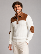 Men's Contrast Yoke Quarter-Zip Pullover