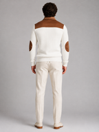 Men's Contrast Yoke Quarter-Zip Pullover