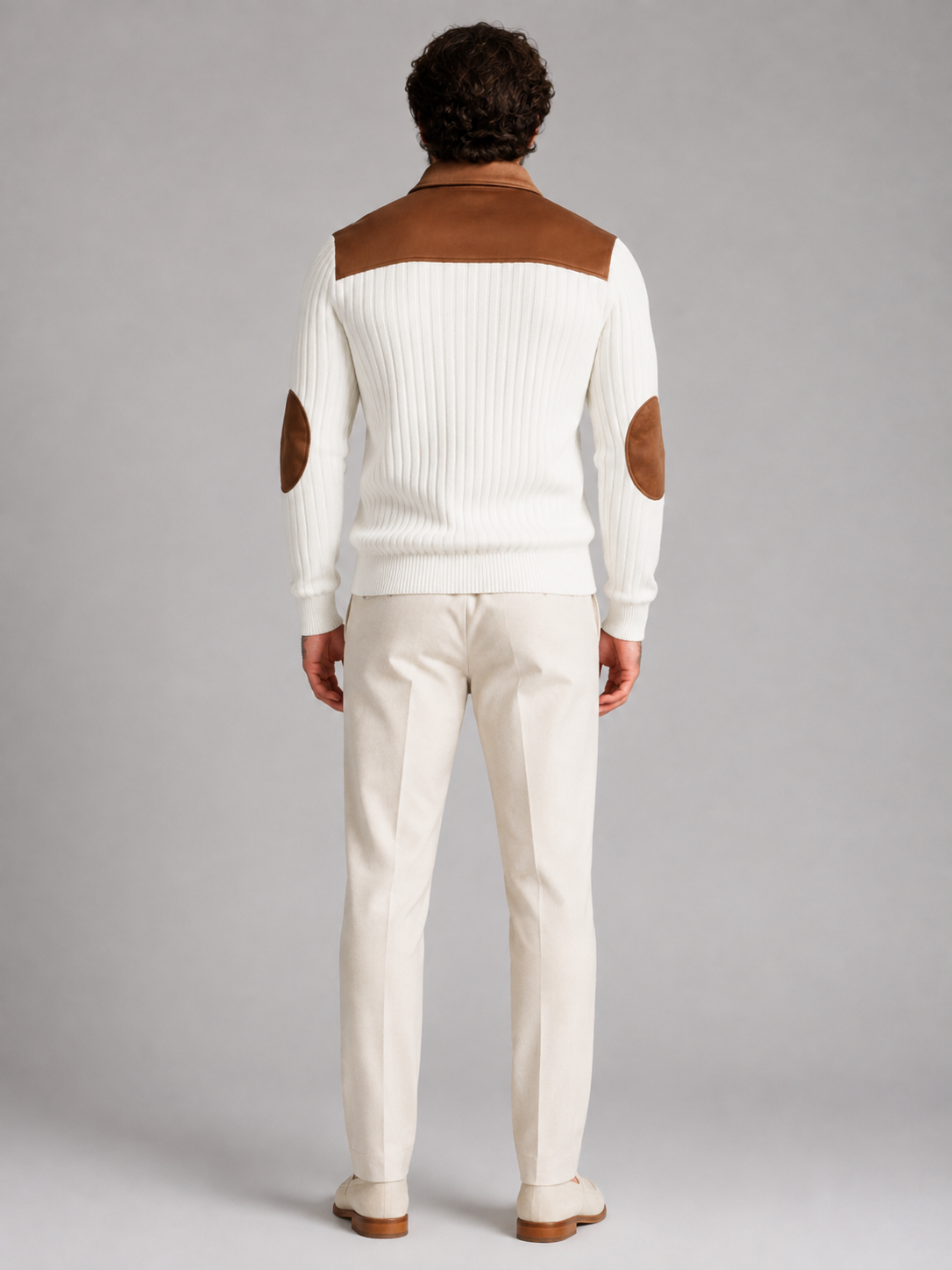 Men's Contrast Yoke Quarter-Zip Pullover
