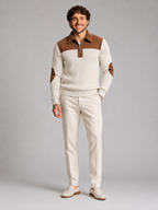 Men's Contrast Yoke Quarter-Zip Pullover