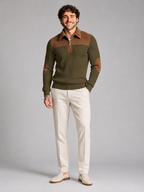 Men's Contrast Yoke Quarter-Zip Pullover