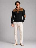 Men's Contrast Yoke Quarter-Zip Pullover