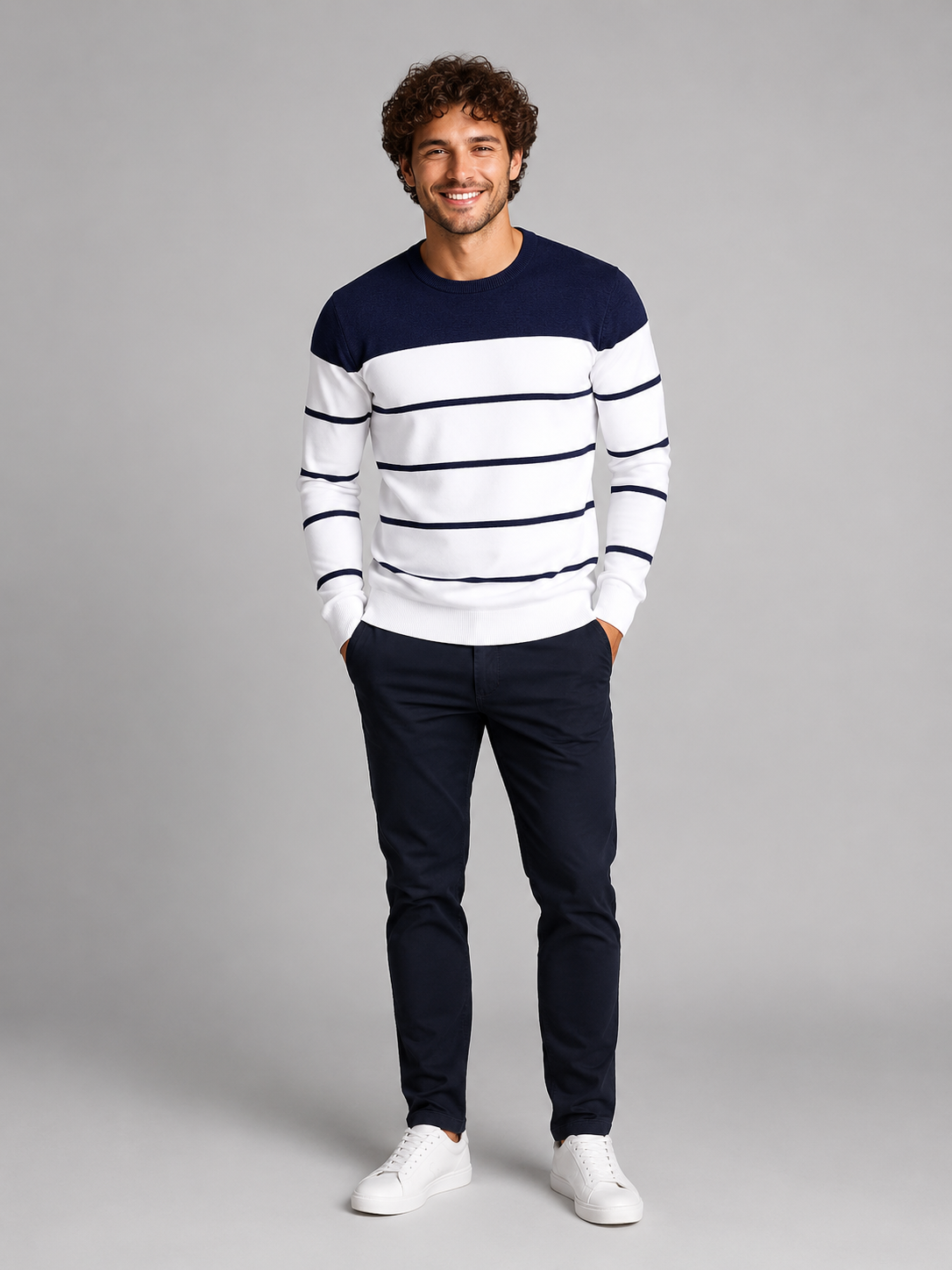 Men's Fine Stripe Crewneck Sweater