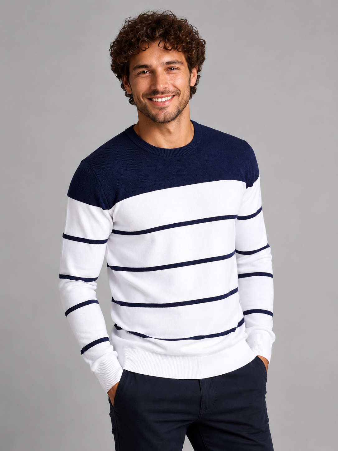 Men's Fine Stripe Crewneck Sweater