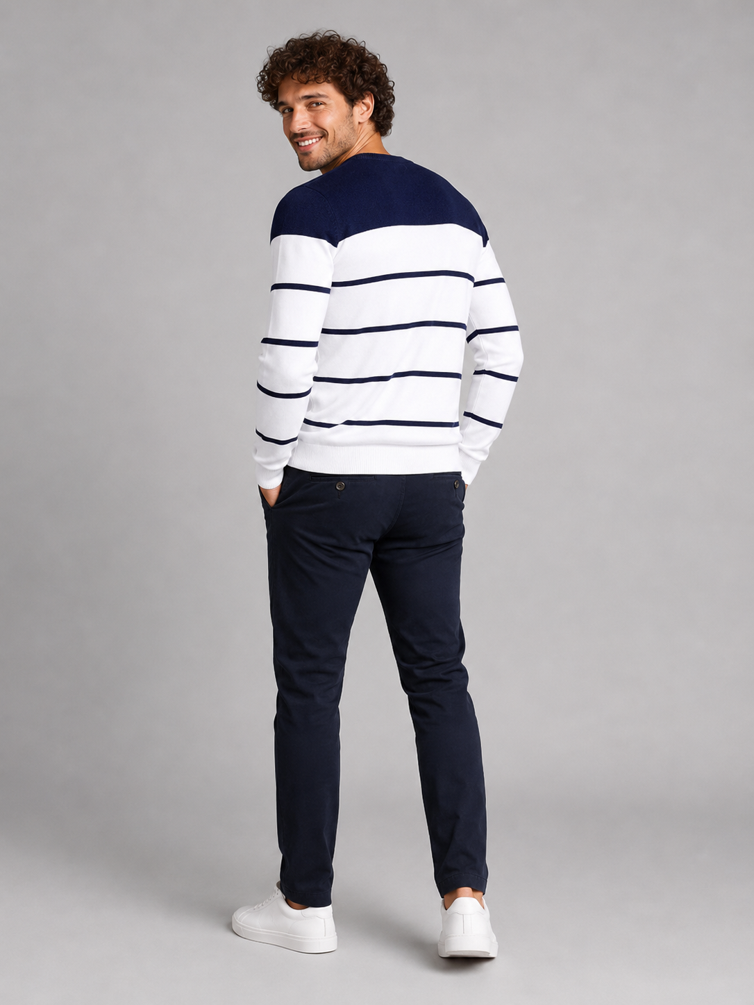 Men's Fine Stripe Crewneck Sweater