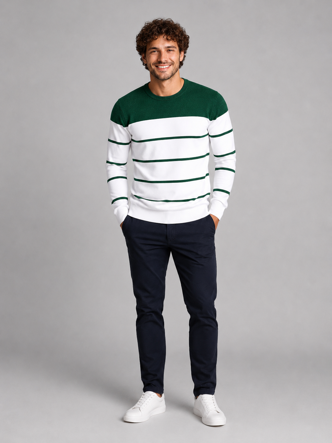 Men's Fine Stripe Crewneck Sweater