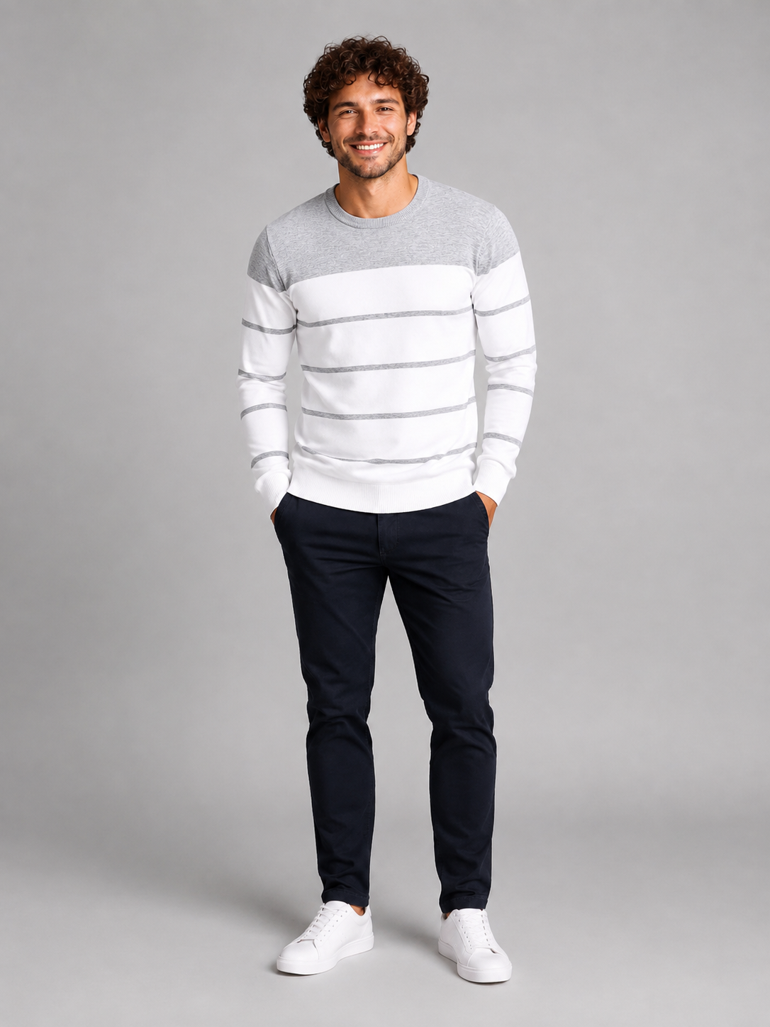 Men's Fine Stripe Crewneck Sweater