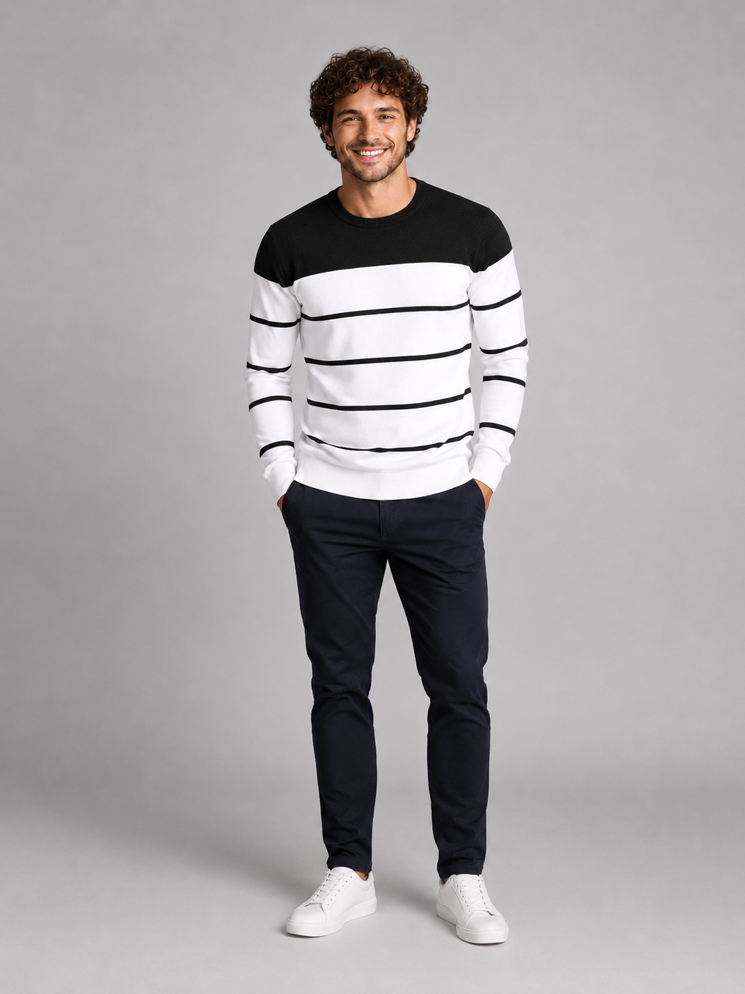 Men's Fine Stripe Crewneck Sweater