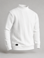 Men's Textured Knit High Neck Sweater