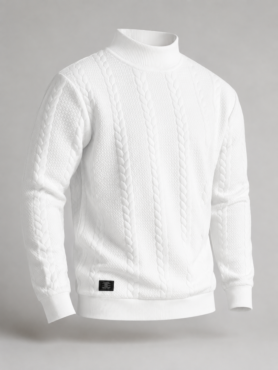 Men's Textured Knit High Neck Sweater