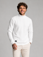 Men's Textured Knit High Neck Sweater