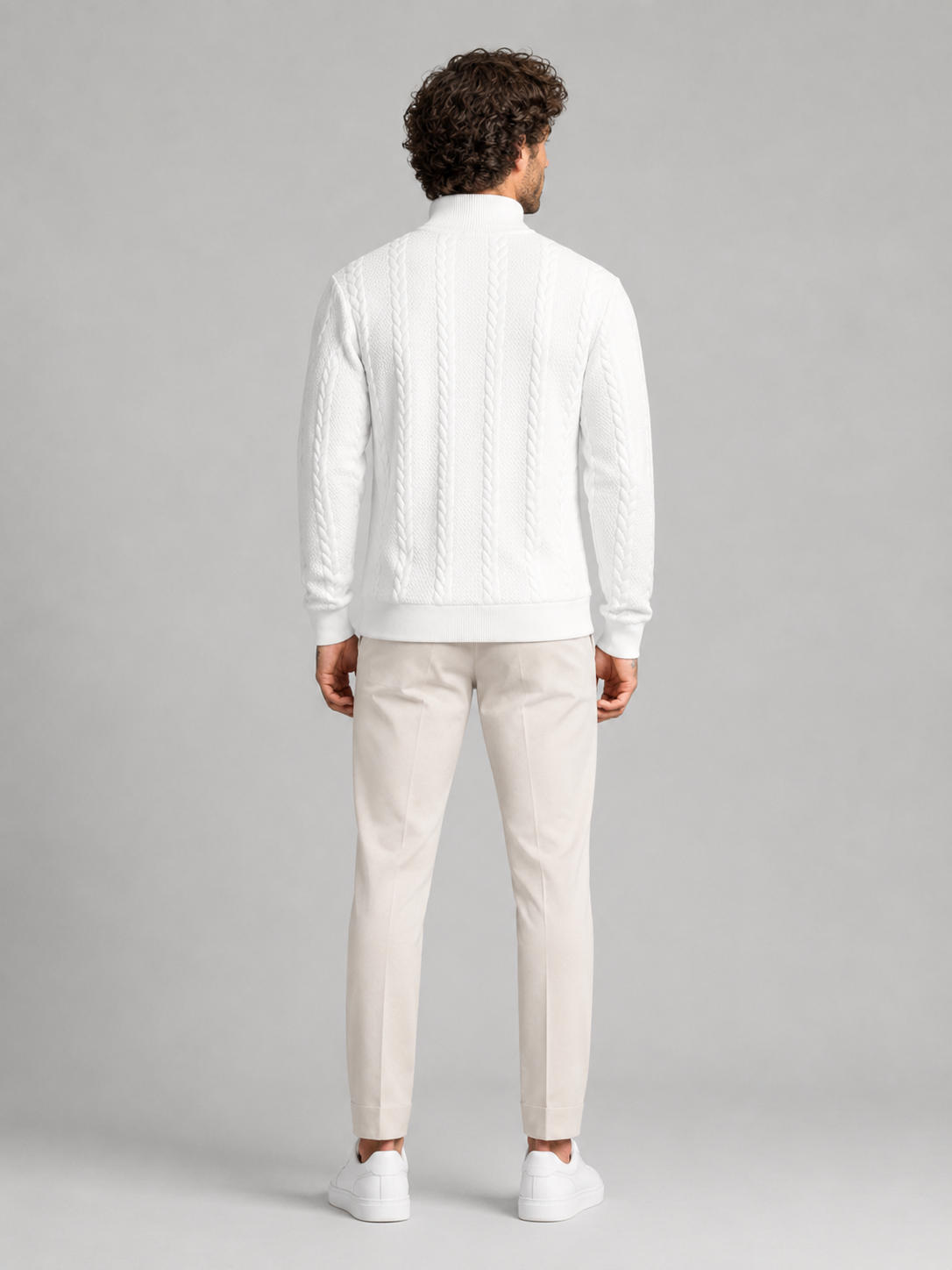 Men's Textured Knit High Neck Sweater