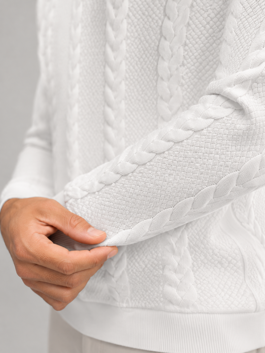 Men's Textured Knit High Neck Sweater
