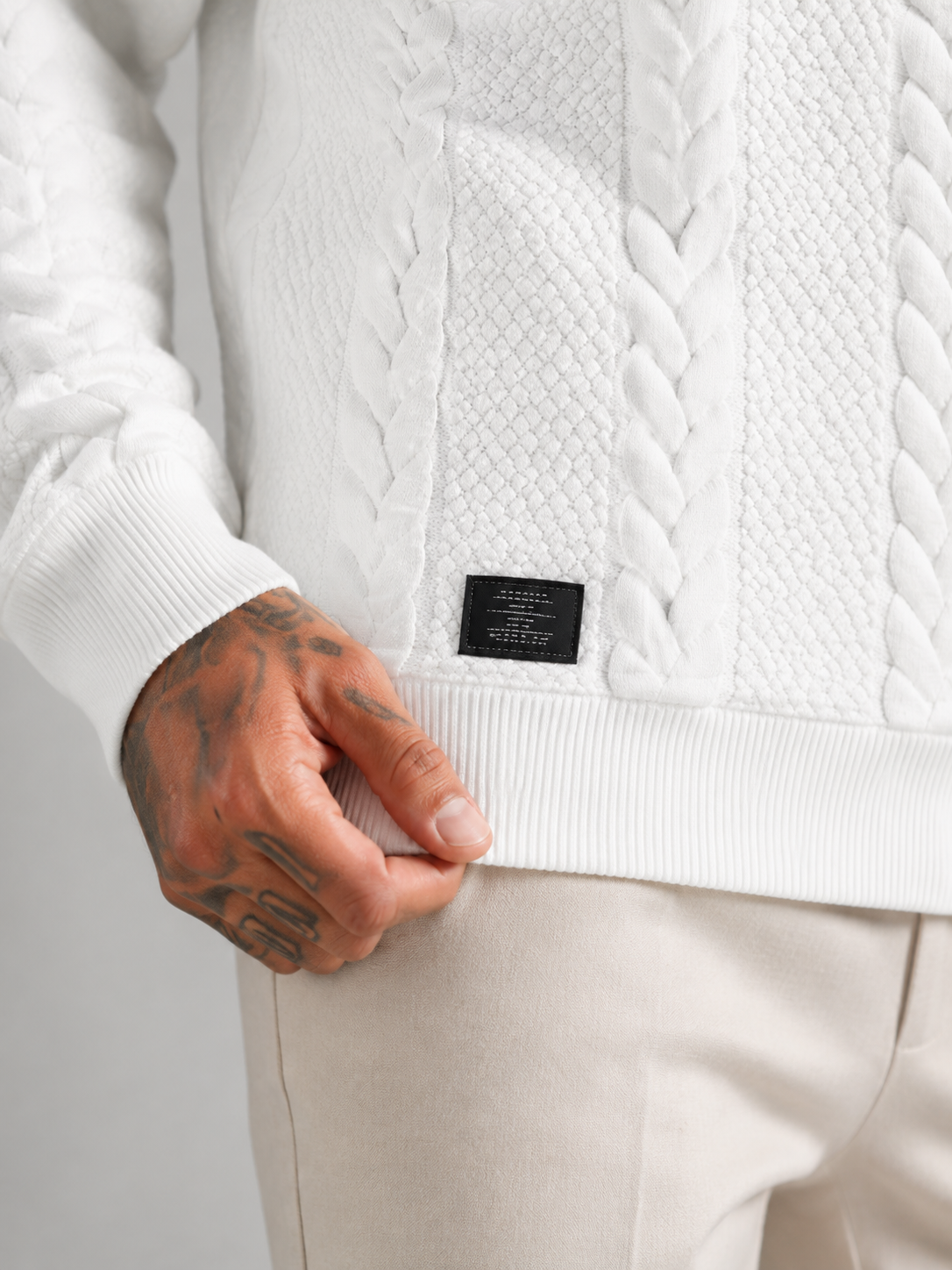 Men's Textured Knit High Neck Sweater