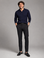 Men's Ribbed Open-Collar Polo Sweater