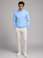 Men's Cable Knit Turtleneck Sweater