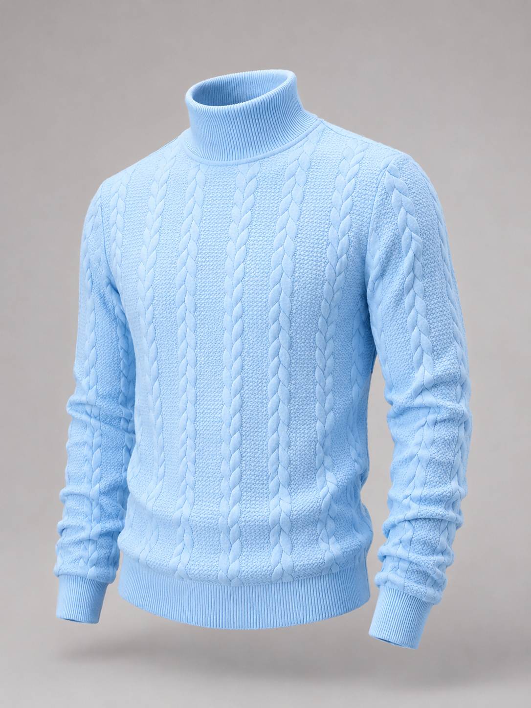 Men's Cable Knit Turtleneck Sweater