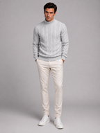 Men's Cable Knit Turtleneck Sweater