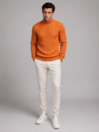 Men's Cable Knit Turtleneck Sweater