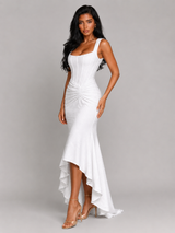 Women's Floral Corset Fishtail Maxi Dress