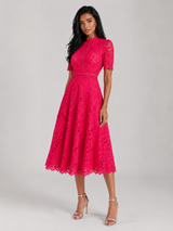 Women's Lace Scoop Neck Midi Dress