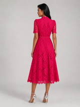 Women's Lace Scoop Neck Midi Dress