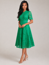 Women's Lace Scoop Neck Midi Dress