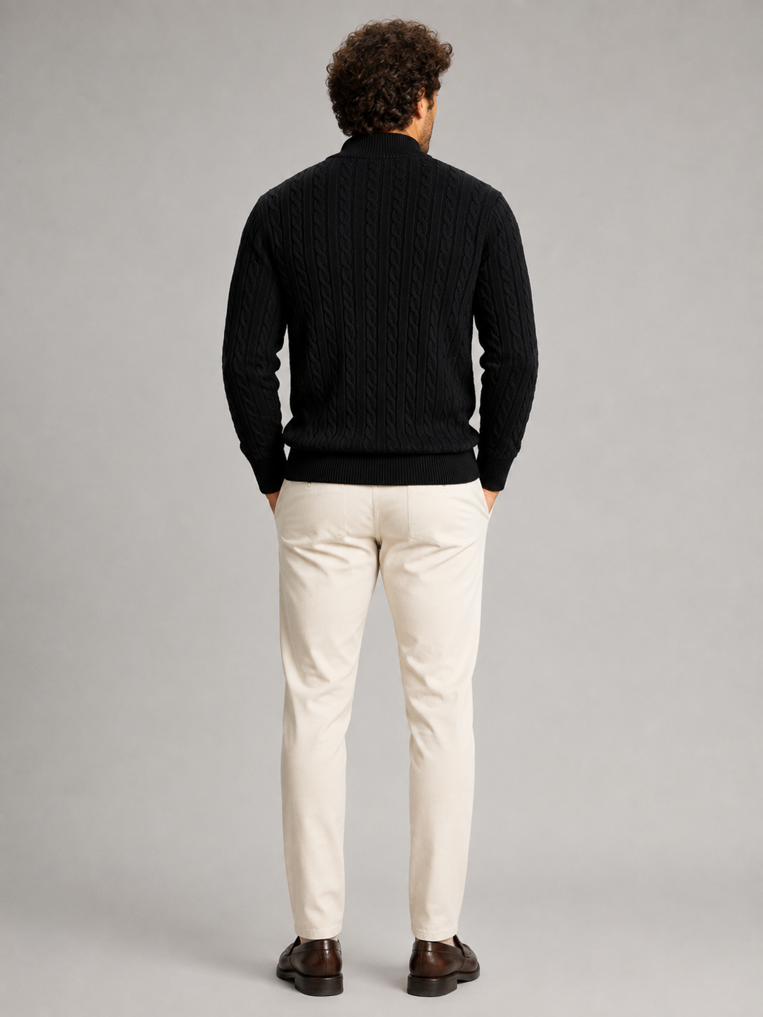 Men's Cable Knit Half-Zip Sweater