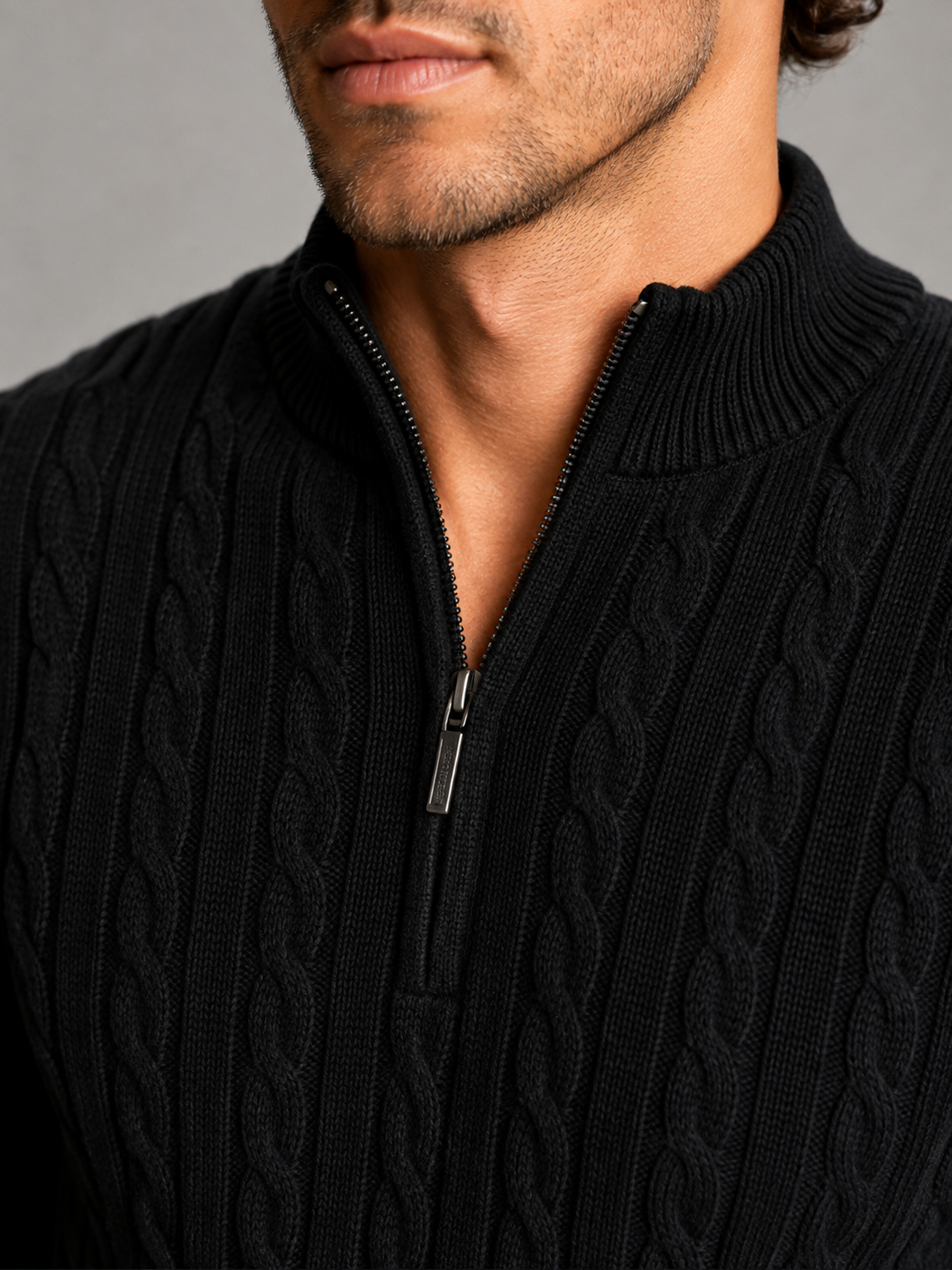 Men's Cable Knit Half-Zip Sweater
