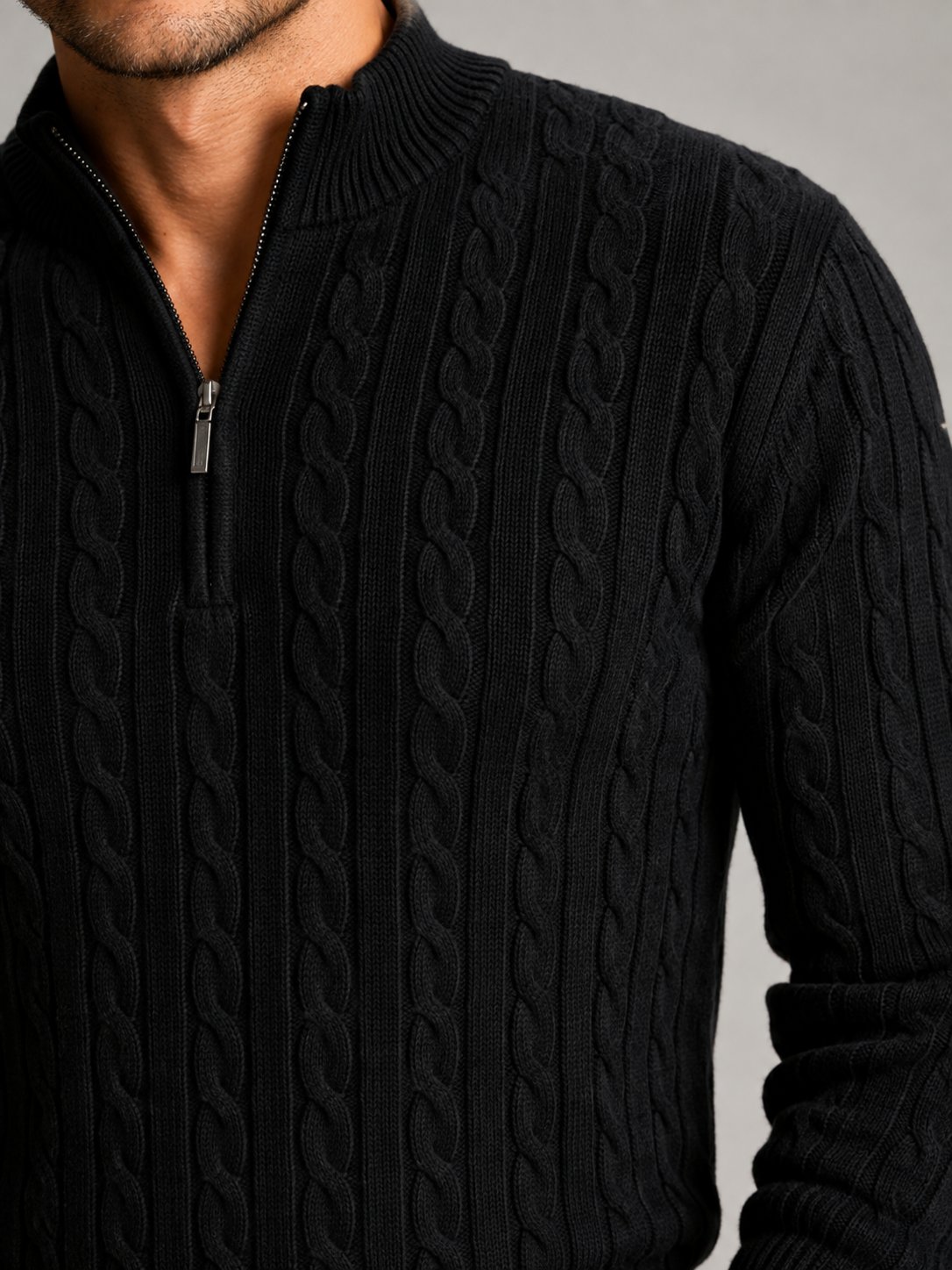 Men's Cable Knit Half-Zip Sweater