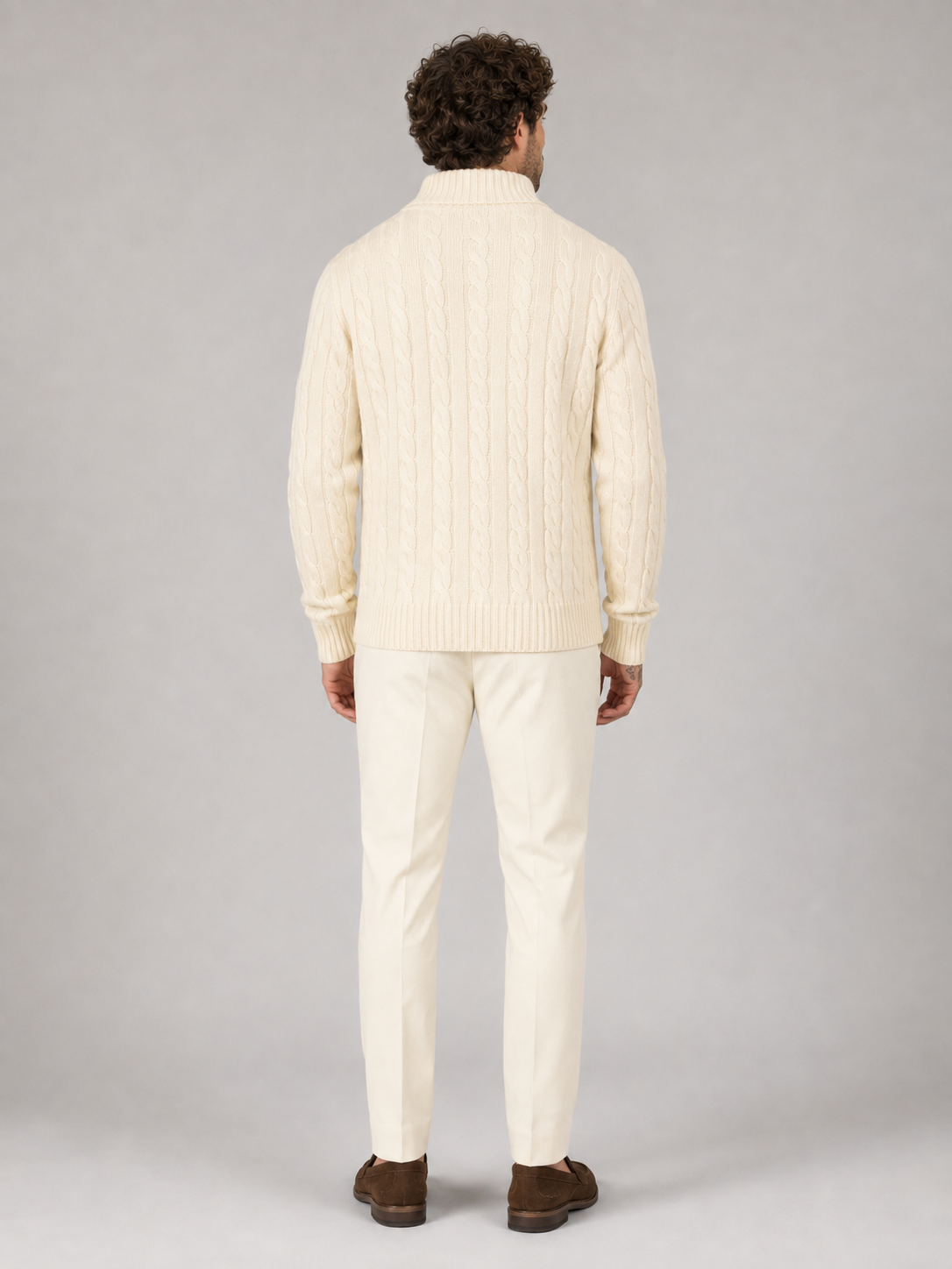 Men's Half-Zip Cable Knit Jumper