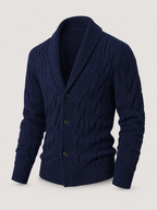 Men's Shawl Collar Cable Knit Cardigan
