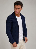 Men's Shawl Collar Cable Knit Cardigan