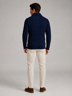 Men's Shawl Collar Cable Knit Cardigan