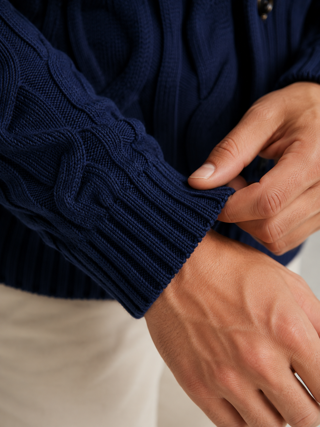 Men's Shawl Collar Cable Knit Cardigan